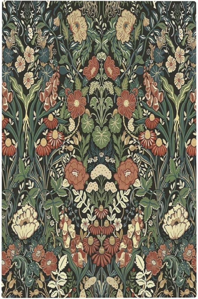 Light Switch Cover Plate Vintage Dark Floral William Morris Green Flower 1 Gang No Device Blank Electrical Wall Plates Faceplate Decorative Switch Plate for living Room Home Decor