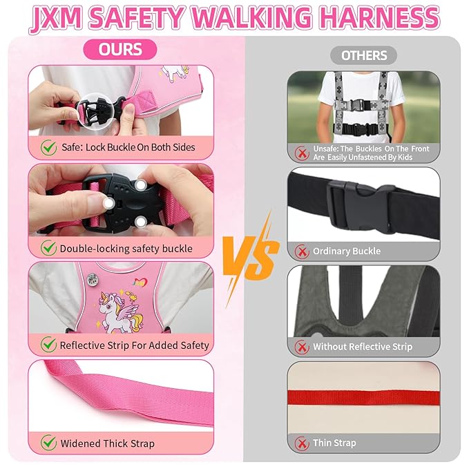 Safety Walking Harness with Leash for Autism Special Needs ADHD/ASD Girls Ages 6-12, Elopement Harness with Light Reflector and Grab Handle for Big Kids, Adjustable Tether Leash with Autism Awareness