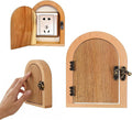 Fairy Door Outlet Cover Plate, No-Drill Decorative Outlet Covers for Pet Proofing, Handmade Wooden Door Style Light Switch Cover, Fits Standard Electrical Outlets, Easy Installation