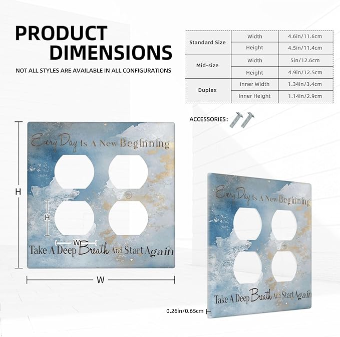Decorative Outlet Covers Motivational Quotes Blue Abstract Texture 2 Gang Light Switch Cover Plate Double Duplex Wall Plates for Electrical Outlets Switch Plate Covers for Home Decor