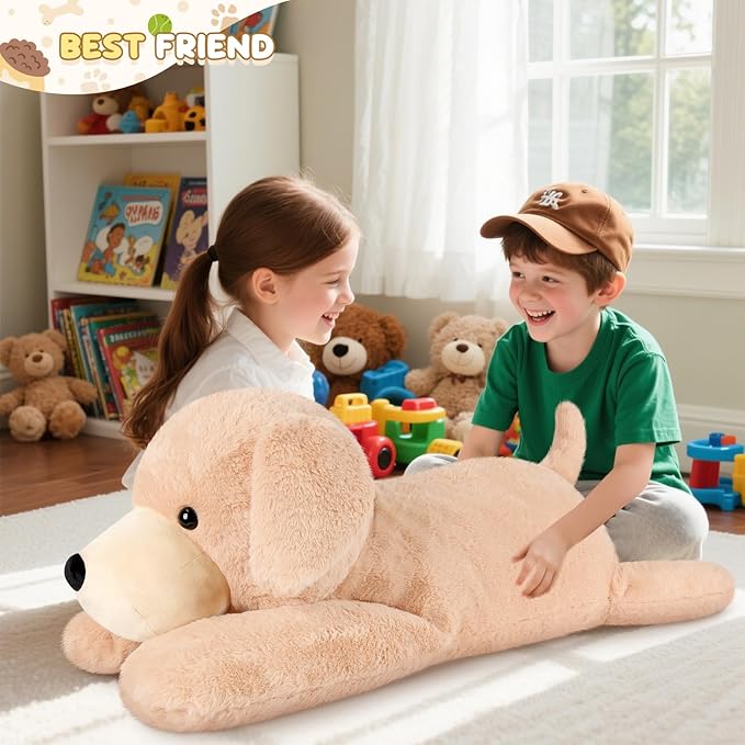 SuzziPals 43 inch Golden Retriever Giant Dog Stuffed Animal, Lifelike Jumbo Dog Plush for Stress Relief & Companion, Extra Soft Large Stuffed Animals, Big Plushies Gifts for Kids Adults