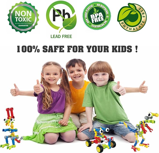 Huaker Building Toys,109 Piece STEM Toys for Kids Ages 3 4 5 6 7 8 9 10 11 12 Years Old Boys and Girls Christmas Birthday Gifts Children Building Blocks Creative and Educational Kids Toys Projects