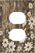 Decorative Outlet Covers Rustic Wood Butterflies Flowers Botanical 1 Gang Duplex Light Switch Cover Plate Electrical Switch plates Wall Plates Receptacle Covers for Farmhouse Cabin Decor