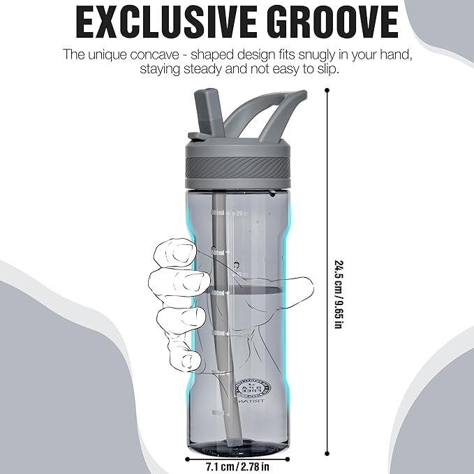 OLDLEY 20 kids Water Bottle with Straw,Tritan BPA-Free,Leak-Proof Design for Travel, Home, School, Grey