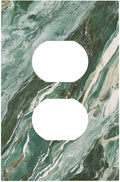 Decorative Outlet Covers with Modern Luxury Green Marble Texture Design 1 Gang Duplex Light Switch Cover Plate Unique Wall Plates Switchplate Cover for Kitchen Bathroom Decor