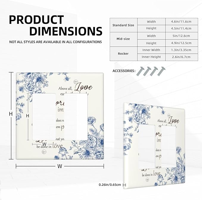 Decorative Outlet Covers Inspirational Quotes Blue Flower Floral 2 Gang Light Switch Cover Plate Double Rocker Wall Plates for Electrical Outlets Switch Plate Covers for Bedroom Home Decor