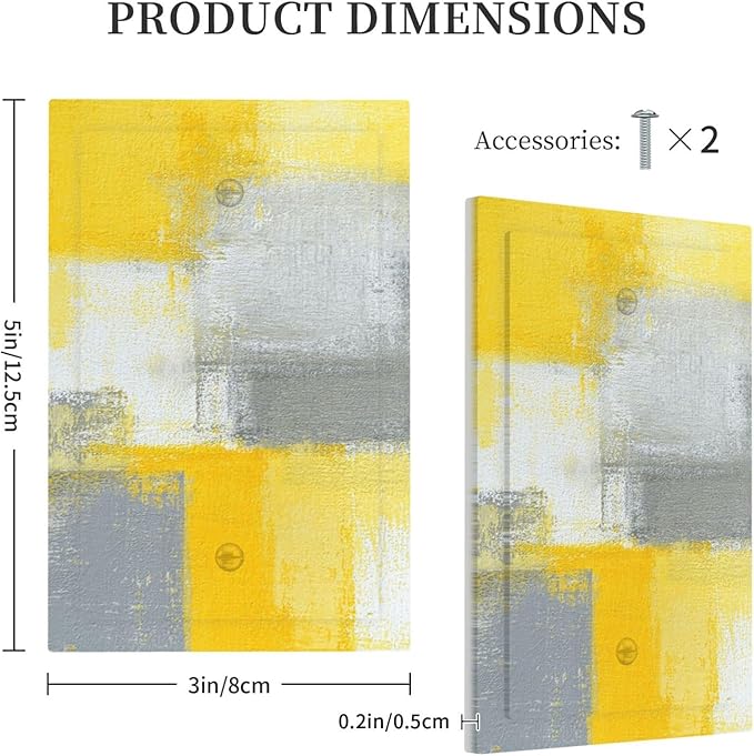 Light Switch Cover Retro Modern Gray Yellow Ombre Abstract Art Wall Plate Cover 1 Gang Blank No Device Decorative Outlet Covers Electrical Switchplate for Bathroom Bedroom Decor