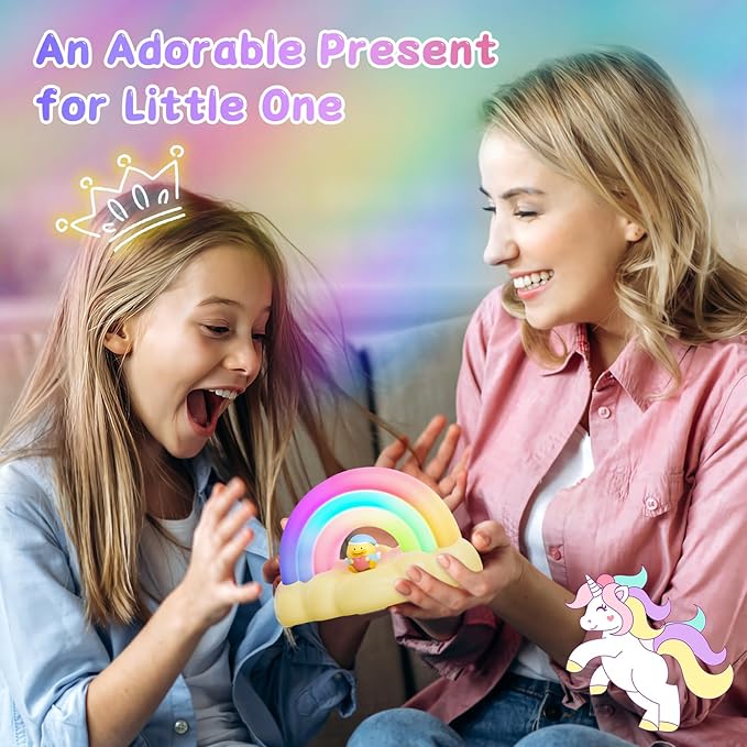 Rainbow Night Light, Night Lamp with 3 Mode and 30 min Timing LED Rechargeable Touch Control Neon Light for Kids Room,Nursery Night Light for Baby, Gift for Girls and Boys (Yellow)