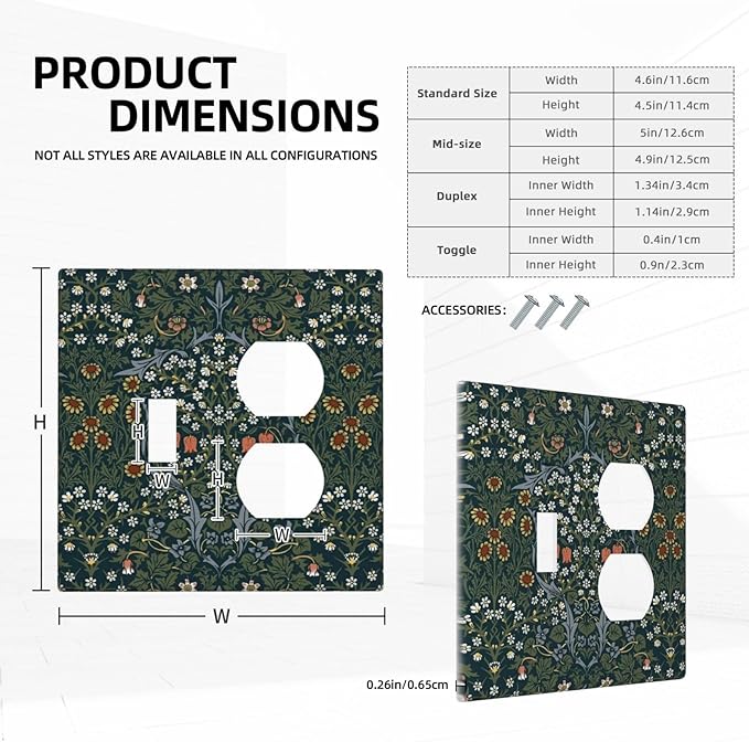 Wallplates Colorful Floral Boho Flower Plant Leaf 1 Toggle 1 Duplex Switch Plate Electrical Gfci Faceplate Decorative Light Switch Covers For Bed Room Living Room Decor