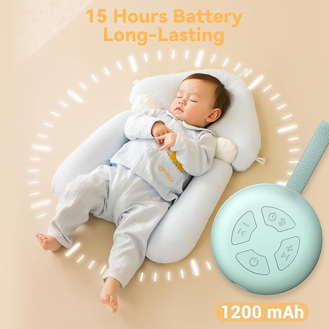 Portable Sound Machine for Baby | White Noise | 12 Soothing Sounds | Noise Canceling for Travel, Office, Nursery | Baby Shower | Registry Gift | Sleep Soother for Babies Kids Adults | Mint