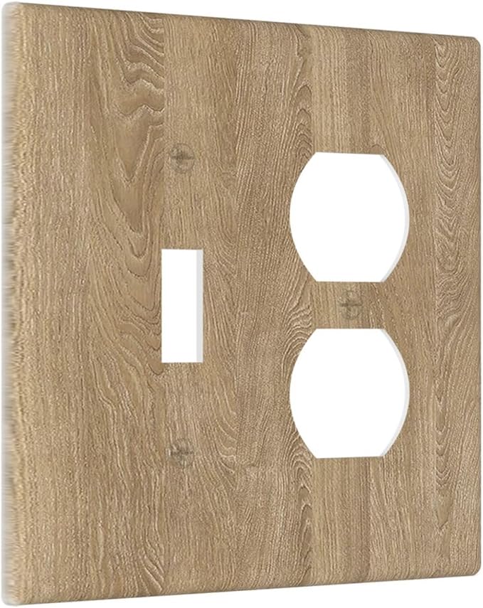 Outlet Covers Light Brown Wood Grain 1 Toggle 1 Duplex Switch Plate Covers Electrical Light Switch Cover Plate Decorative Wall Plate Socket Cover for Farmhouse Cabin Decor