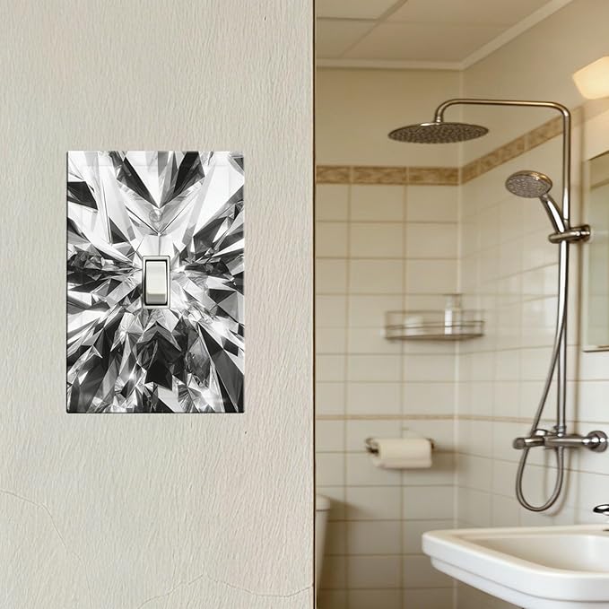 Sparkling Diamond Cut 1-Gang Toggle Light Switch Plate, Crystal Glam Decorative Wall Plate for Bedroom & Living Room Decor Bathroom Decor