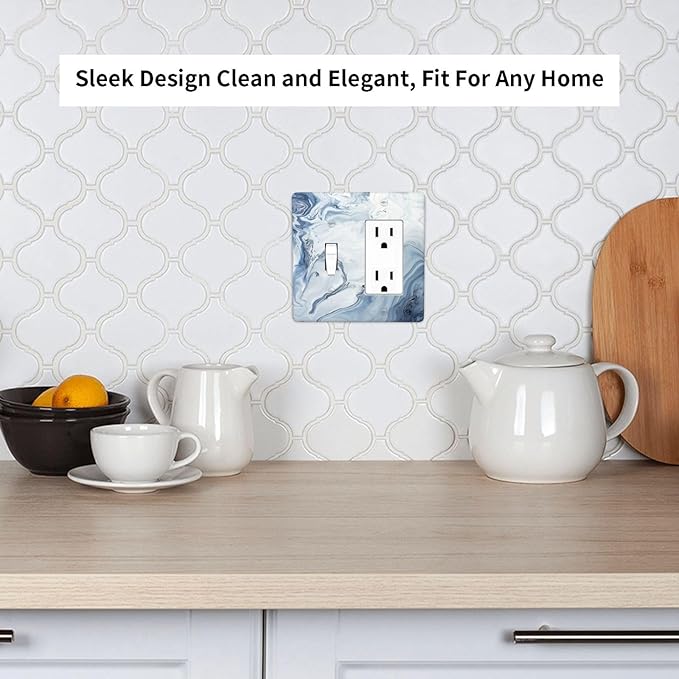 Outlet Covers Blue Marble Pattern 1 Toggle 1 Rocker Combination Decorative Wall Plate Light Switch Cover Plate Electrical Switch Plates for Bedroom living Room Decor
