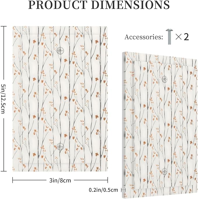 Boho Floral Watercolor Tree Branch Flower Minimalist Light Switch Cover Plate 1 Gang No Device Blank Electrical Wall Plates Faceplate Decorative Switch Plate Covers for Bedroom Living Room Decor