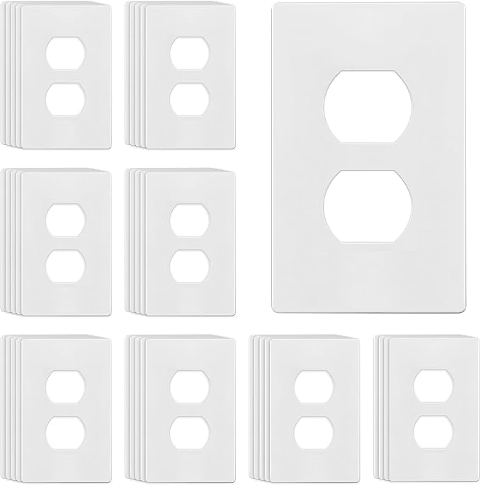 ENERLITES Screwless Duplex Wall Plates, Child Safe Receptacle Outlet Covers, Size 1-Gang 4.68"x 2.93", Unbreakable Polycarbonate Thermoplastic, UL Listed, SI8821-W-40PCS, Glossy, White, 40 Pack