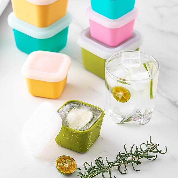 4-Piece Mini Silicone Food Storage Set, BPA-Free Snack Containers & Freezer Trays, Airtight Leakproof Food Savers for Portion Control, Baby Food, Snacks, Freezing
