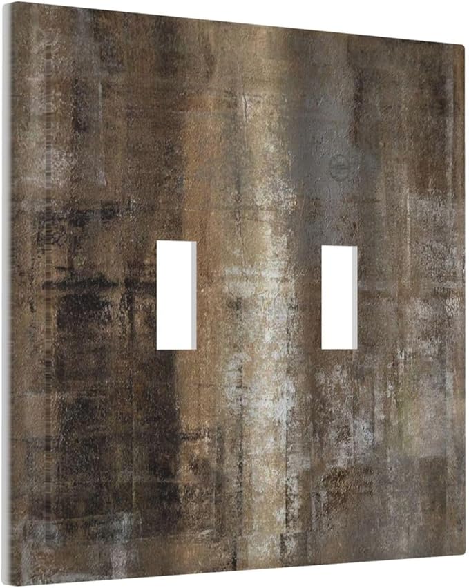 Light Switch Cover Plate Tan Brown Rustic Abstract Wood Vintage Wooden 2 Gang Double Toggle Decorative Switch Plates Plug Cover Wall Plates Electrical Faceplate for Farmhouse Home Decor