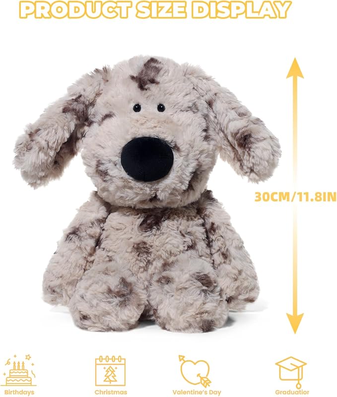 Dog Stuffed Animals Adorable Dalmatian Plush Toys 11.8 inches Soft and Comfort Dog Plush Toy Gift for Kids, Gray