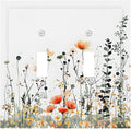 Vintage Country Style Watercolor Leaves Wildflowers Floral Decorative Switch Plates 2 Gang Double Toggle Outlet Light Switch Cover Wall Plate Electrical Faceplate for Bedroom Living Room Decor