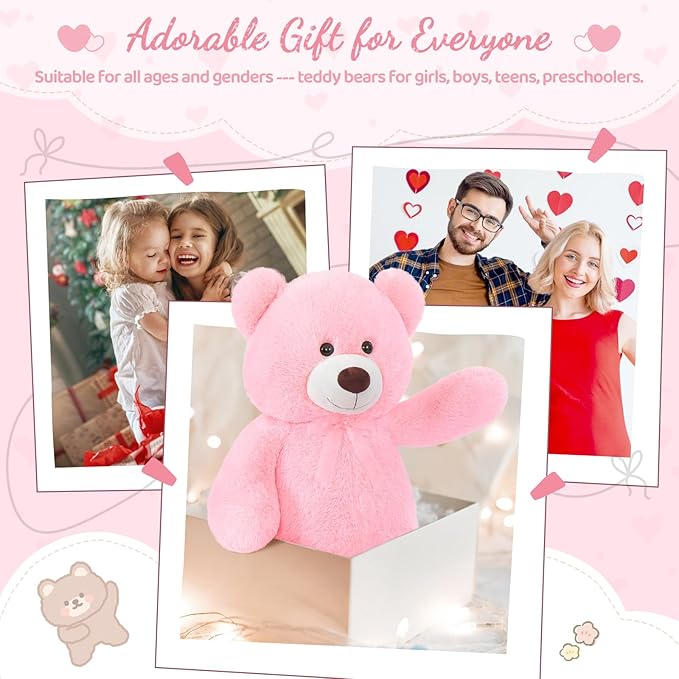 Toys Studio Big Pink Bear 36in Plush Giant Teddy Bear Stuffed Animal Cute Teddies for Girls Baby Shower, Super Soft Cuddly Teddy Plush Toy for Girlfriend Women Valentine's Day Gift