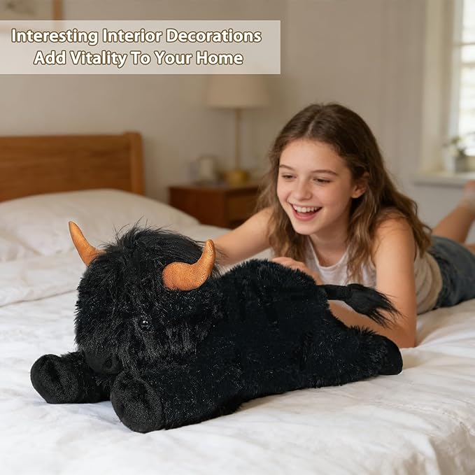 WDXDSOB Weighted Highland Cow Stuffed Animals, 4.2 Lbs Weighted Highland Cow Plush for Kids & Adults, 21.6 Inch Large Cattle Pillow Toy Gift for Christmas Birthday Gift