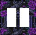 Decorative Outlet Covers Gothic Style Crow Purple Flowers 2 Gang Double GFCI Rocker Electrical Wall Panels Light Switch Cover Plate for Bedroom living Room Decor