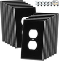 Bates- Duplex Wall Plate, 4.88" x 3.11"/Mid Size, 12 Pack, Black, Electrical Outlet Cover Plates, Wall Outlet Cover