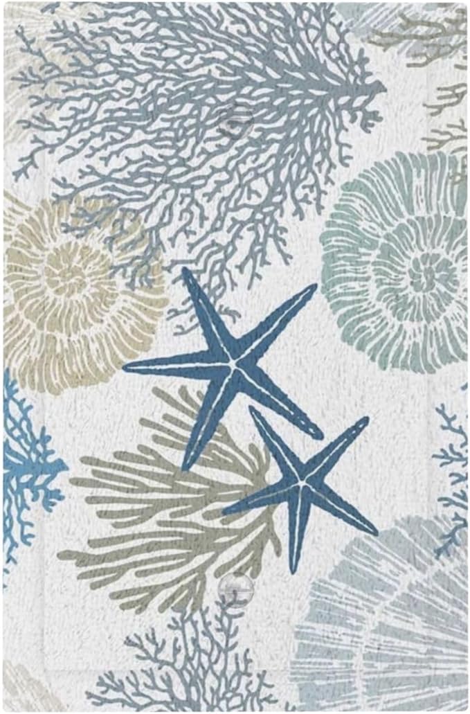 Turquoise Tropical Nautical Ocean Beach 1 Gang No Blank Wallplate Unused Outlet Cover, Teal Blue Coastal Starfish Coral Seashell Hawaiian Single Device Blank Decorative Light Switch Face Wall Plate