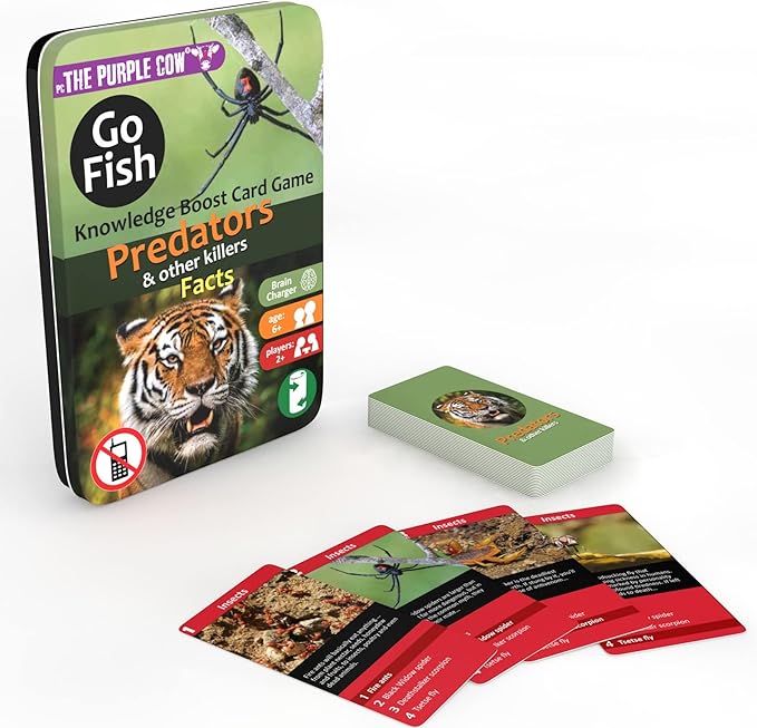 The Purple Cow Go Fish! - Predators and Other Killers - The Classic Card Game with a General Knowledge Boost for Kids & Families Ages 6+