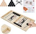 moopok Fast Sling Puck Game - Fast Action Super Foosball Table Desktop Battle Slingshot Wooden Air Hockey Board Game -Guaranteed Fun for Family Game Night or Friends Party