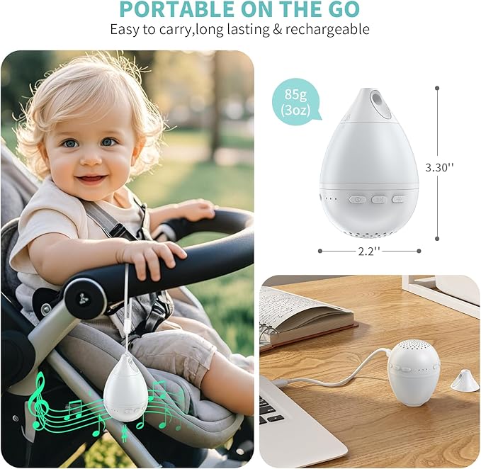 3 in 1 Smart Sound Machine, White Noise Machine with Noise Detection, Night Light, Speaker, Rechargeable Battery, 26 Soothing Sounds and Portable Design for Kids & Adults