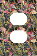 Dreamy Tropical Rainforest Colorful Mushroom Wildflower Outlet Covers 1 Gang Duplex Light Switch Cover Decorative Switch Plates Electrical Receptacle Faceplate Wall Plate for Farmhouse Kids Room Decor