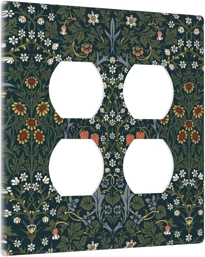 Outlet Covers Colorful Floral Boho Flower Plant Leaf 2 Gang Double Duplex Decorative Light Switch Covers Electrical Wallplates Socket Faceplate For Bed Room Living Room Decor