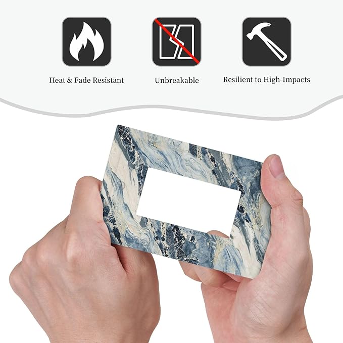 Decorative Outlet Covers Blue Grey Marbling Modern Abstract Design 1 Gang Single Rocker Light Switch Cover Plate Wall Plates GFCI Faceplate for Bedroom living Room Decor