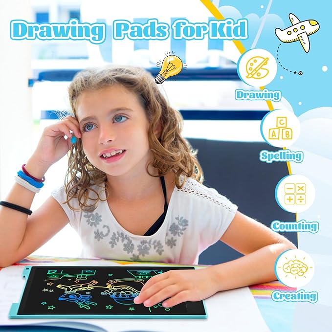 EooCoo Toys for Ages 3-8, 12 Inch LCD Writing Tablet 2 Pack, Todder Kids Easter Gifts, Electronic Drawing Board, Kids Drawing Pad, Birthday Gifts for Boys & Girls, Kids Travel Essential - 12 Inch