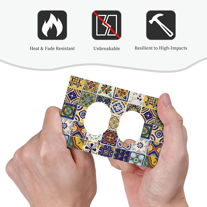Yellow Mexican Moroccan Sun Tile 1 Gang Receptacle Wall Plate Duplex Outlet Covers Decorative Single Device Switchplate Face Wallplate Bedroom Decorate