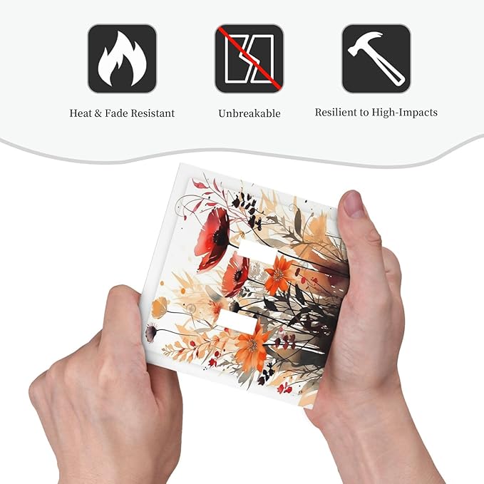 Decorative Switch Plates Country Watercolor Flowers Art Wildflower 2 Gang Double Toggle Wall Plate Outlet Light Switch Cover Electrical Faceplate for Bedroom Cabin Decor