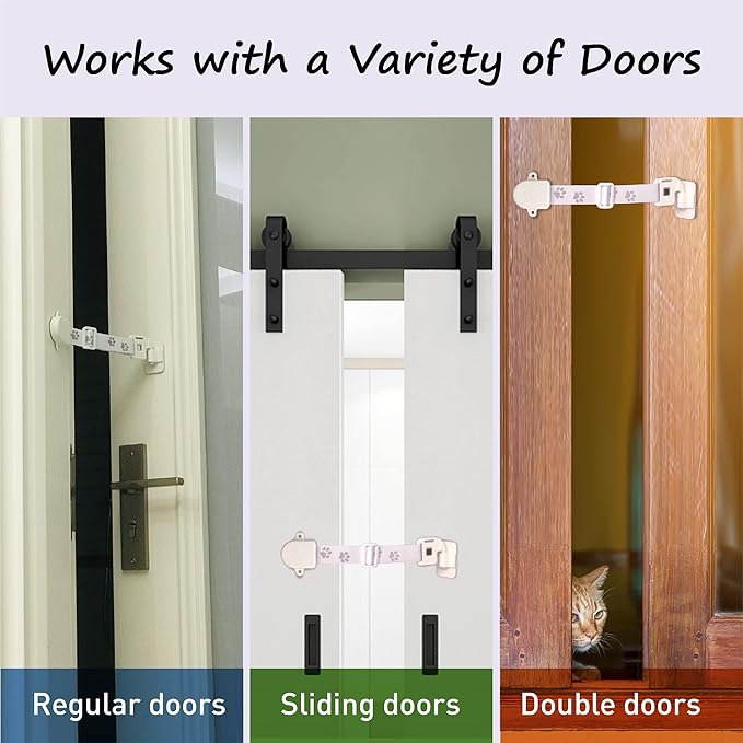 Neobay Child Proof Door Strap with Silicone Door Stopper. No Need for Baby-Gate. Keep Toddler Out and Let Cat in. Prevents Finger Pinch Injuries.