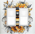 Decorative Outlet Covers Bee Honeycomb Flowers Plant Leaves 2 Gang Double Gfci Rocker Electrical Wall Panels Light Switch Cover Plate For Nursery Kids Room Decor