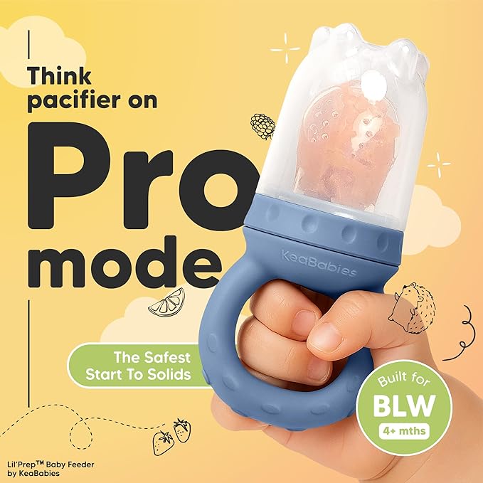 KeaBabies Baby Fruit Feeder 2pk - Silicone Baby Food Feeder for Babies 6-12 Months, Breast Milk Popsicle Teether, Weaning, Pacifier, Freeze Frozen Solid Food, Infant Feeding Essential (Maritime)
