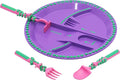 Constructive Eating Plate and Utensils Set - USA-Made Toddler Dinnerware with Divided Plates (Garden Fairy)