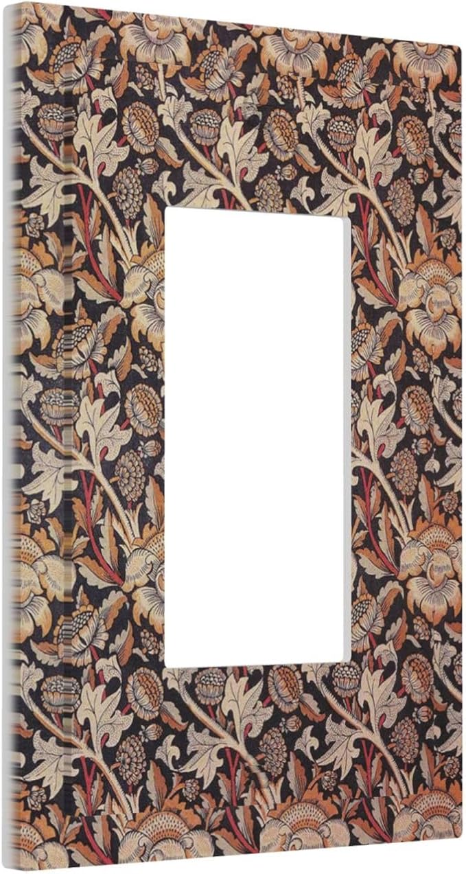 Decorative Outlet Covers Vintage William Morris Floral Plants 1 Gang Single Rocker Light Switch Cover Plate Wall Plates GFCI Faceplate for Bedroom living Room Decor