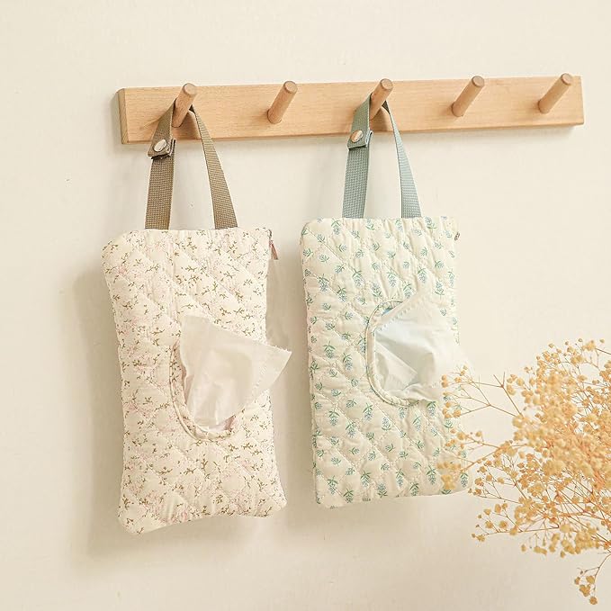Quilted Baby Diaper and Wipes Pouch Portable Mommy Bag for Stroller Reusable Wipes Pouch with Lanyard for Casual Travel