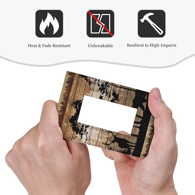 Rustic Mountain Forest Antler Elk Bear Deer Silhouettes Woodland Hunting Animals 1 Gang Electrical Single Decorator/GFCI Device Wall Plate Decorative Electric Rocker Light Switch Outlet Cover Dimmer