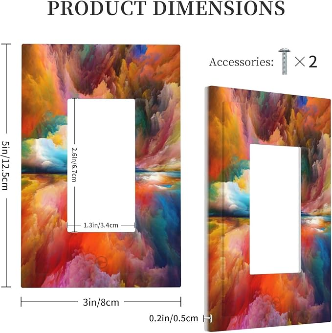 Light Switch Cover Plate Iridescent Abstract Colorful Clouds 1 Gang Single Rocker Decorative Switch Plates Rainbow Outlet Covers GFCI Receptacle Electrical Wall Plates for Bathroom Home Decor
