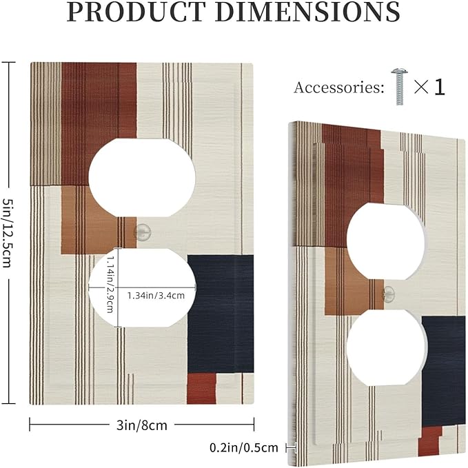 Abstract Geometric 1 Gang Electrical Duplex Outlet Covers Modern Squares Light Switch Cover Receptacle Wall Plate Decorative Faceplate for Country Bedroom Kitchen Living Room Home Decor