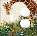 Giraffe Single Toggle Duplex Combo Outlet Wall Plate Decorative 2 Gang Light Switch Covers Electrical Switchplate Home Decorate Faceplat for Bathroom Bedroom Kitchen Room 4.5 x 4.5 Inch