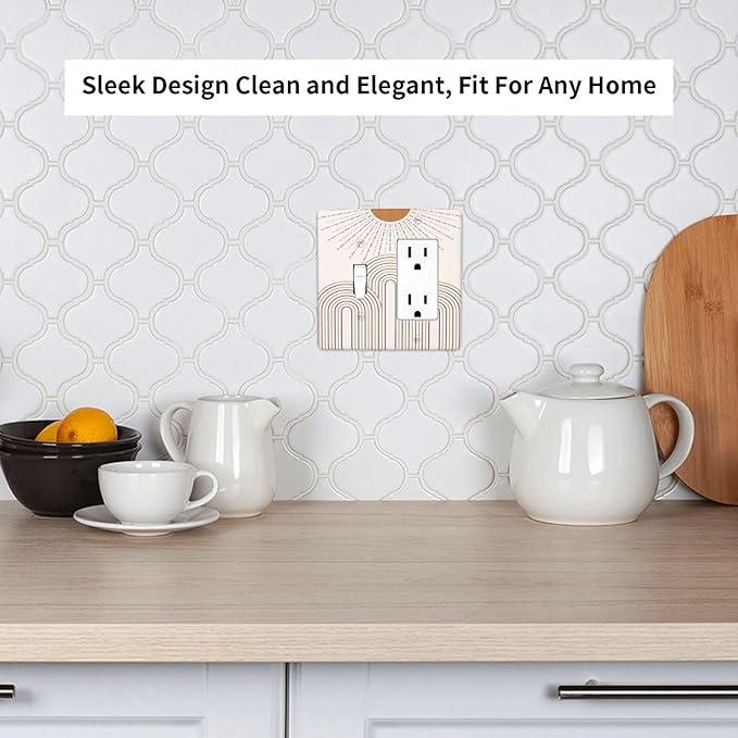 Decorative Outlet Covers Mid Century Gold Sun Minimalist Arch Line Castle 2 Gang 1 Gang Wall Plate Cover Single Toggle Rocker Combo Light Switch Plate Covers Jumbo Switch Cover