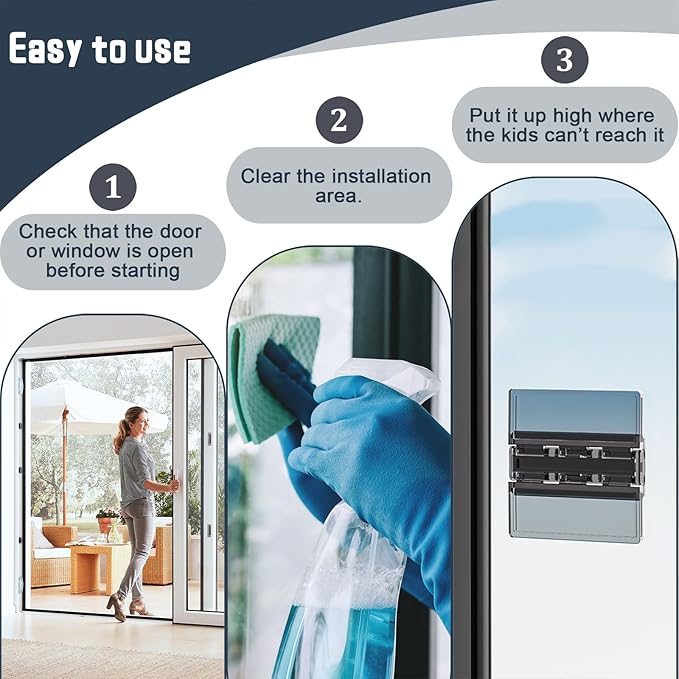 Sliding Door Lock 2 Pack, Child Safety Proof Locks for Sliding Window Security, Sliding Glass Doors Easy Installation, No Tools Required, Extra Strong Adhesive