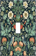 Light Switch Cover Plate Strawberry Birds Flowers Plant Morris Floral 1 Gang Single Toggle Decorative Switch Plates Wall Plates Electrical Faceplate for Bathroom Bedroom Decor